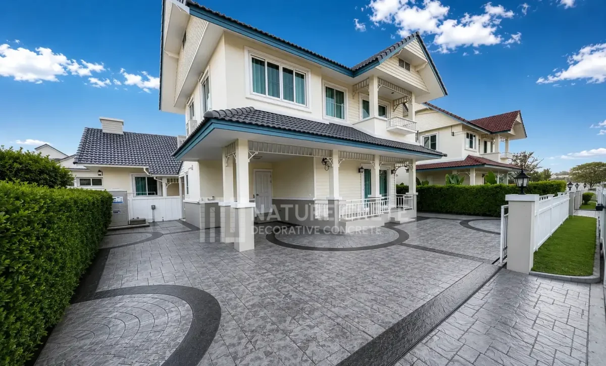 ลานรอบบ้านและจอดรถ ลาย Ashlar Slate สีเทา 1020x616