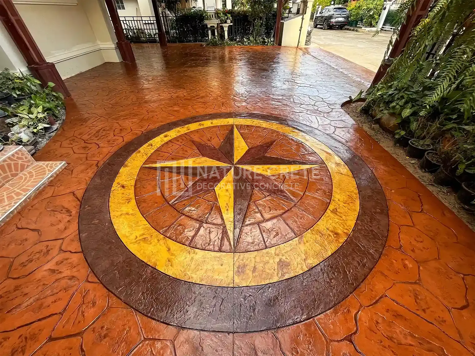 คอนครีตพิมพ์ลาย Nature Crete ลาย Cobble Star กับ ลาน New Random Stone
